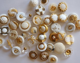 decorative buttons set mix white gold 100 grams buttons creative LARGE buttons for decoration to sew sweet cute buttons mix