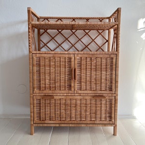 Wicker Shoe Cabinet Handmade – Boho Shoe Storage Organizer for Entryway