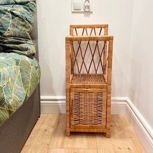 Bedside Storage – Boho Rattan Nightstand with Shelf – Eco Bedside Chest – Fully Assembled – Polish Wicker Furniture