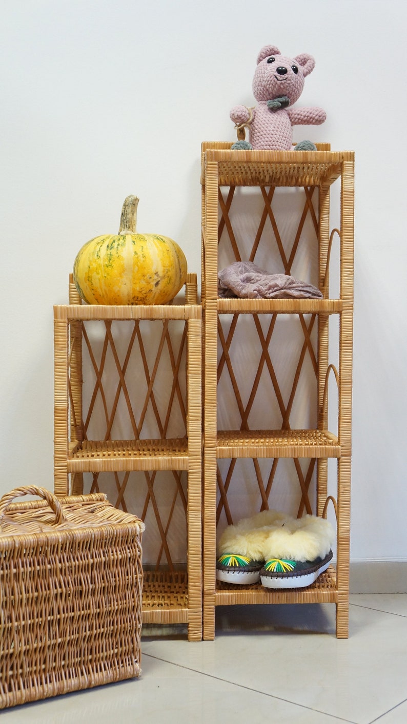 Cupboard wicker SMALL chest shelf furniture rattan Etsy