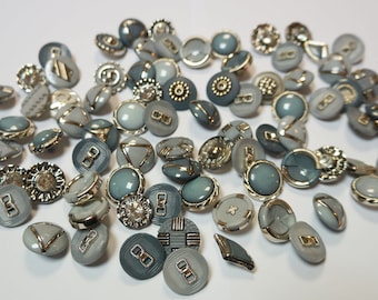 buttons mix gray tone 65 pieces mix grey silver buttons for decoration MEDIUM to sew sweet cute buttons mix