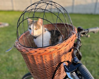 Weidenkorb Fahrrad GROßer Katzen-Hundetransporter handgemachter Trägerkorb Haustiertransporter GROß