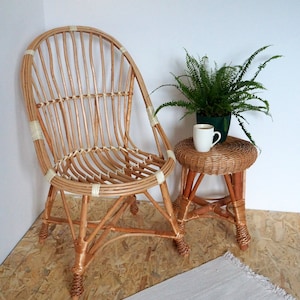 Rattan Wicker Armchair – Handmade Chair for Living Room, Patio or Garden – Rustic Indoor Outdoor Furniture – Gift Idea
