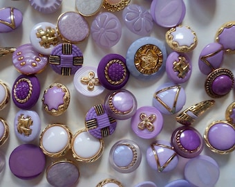 shank buttons, mix set  lilac color purple decorative buttons, 65 pieces medium, buttons for decoration to sew sweet cute buttons mix