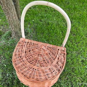 shopping Trolley basket wicker, handmade shopping trolley basket, ecological wheels wicker natural basket, storage,gif basket for her him image 5