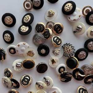 Mixed Shank Buttons Set: Black, Gold & Silver - 65 Pieces