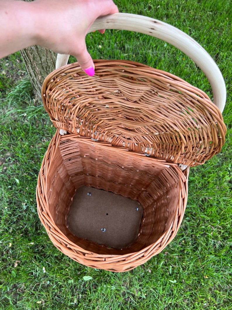 shopping Trolley basket wicker, handmade shopping trolley basket, ecological wheels wicker natural basket, storage,gif basket for her him image 3