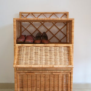 Handmade Wicker Shoe Cabinet – Rustic Entryway Organizer – Natural Eco-Friendly Woven Storage