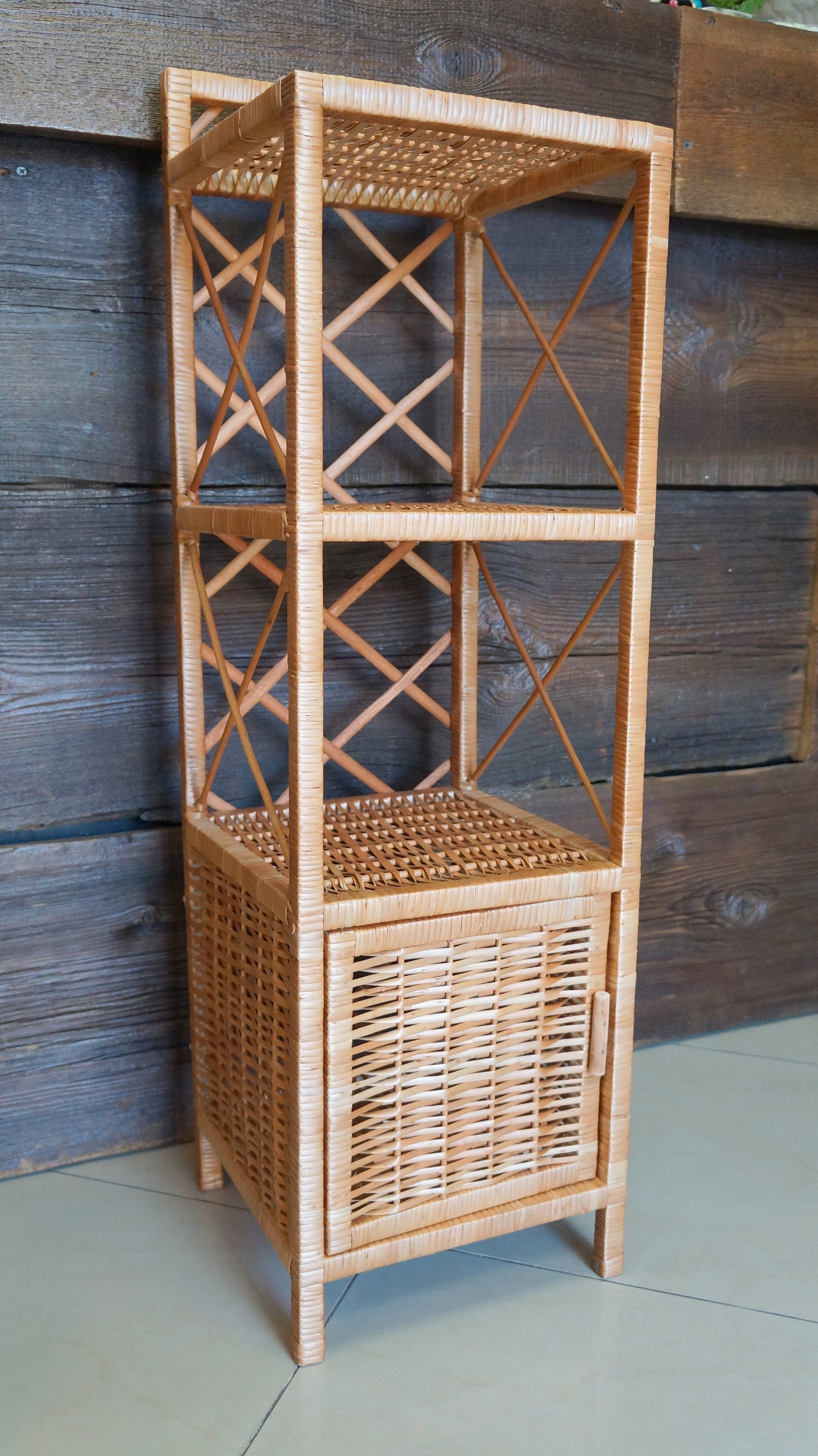 Cupboard wicker chest shelf furniture rattan wicker Etsy