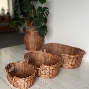 Handmade Wicker Pet Bed – Natural Polish Willow Basket, Large  Size 80cm