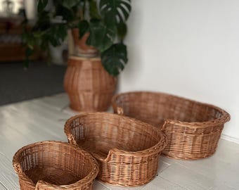 Cuccia per animali in vimini fatta a mano, cesta per cani e gatti, cuccia in rattan naturale, mobile per animali in stile boho, cuccia ecologica, realizzata in Polonia, 60 cm