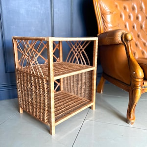 Handmade Wicker Bedside Table: Boho Nightstand Shelf Unit