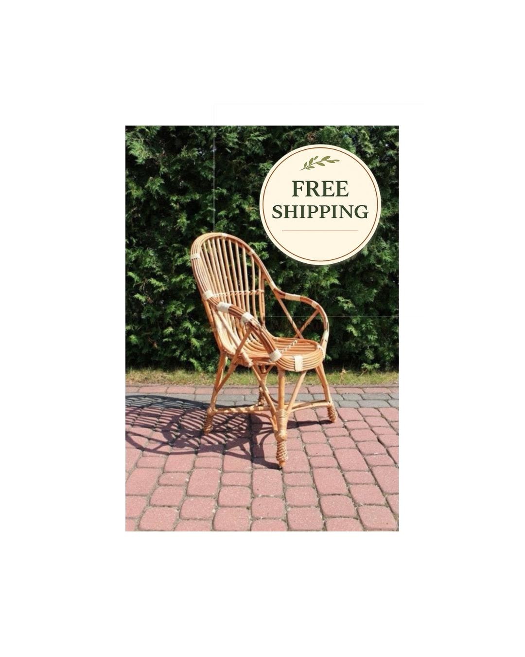 Fauteuil Rotin Dossier Haut Chaise Jardin Café Meuble Bohème Fait Main Naturel Solide