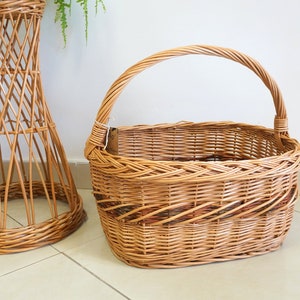 Grocery Shopping Basket – Eco Natural Woven Bag with Handles – Rustic Market Tote – Gift for Her – Ready to Use
