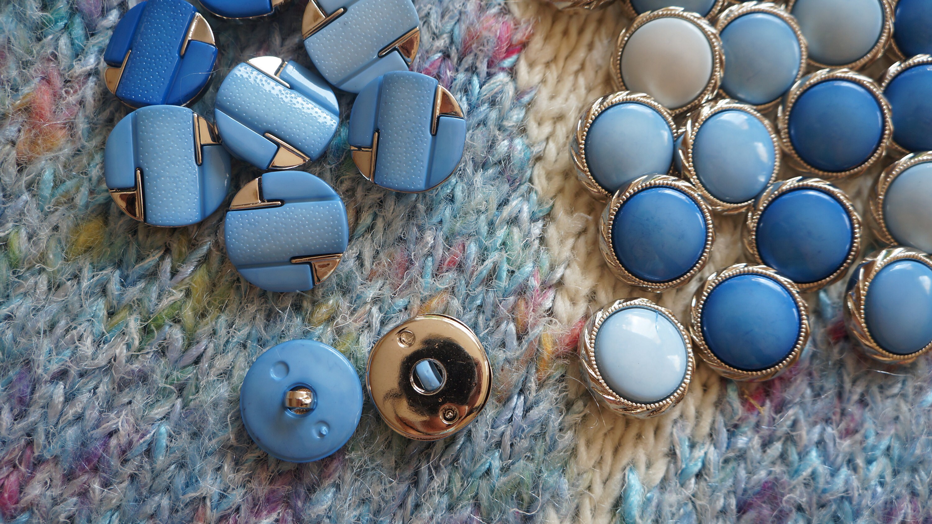 Decorative Buttons Set Blue Tone 65 Pieces Mix Colored Buttons Etsy