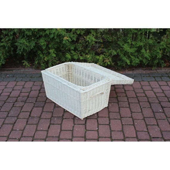 White Trunk Wicker 70cm Bench Wicker Sofa Storage Trunk Etsy