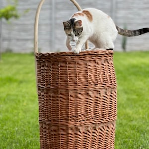 shopping Trolley basket wicker, handmade shopping trolley basket, ecological wheels wicker natural basket, storage,gif basket for her him image 2