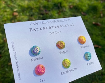 Handmade Watercolours | Extraterrestrial Colours Dot Card | Sparkly Colourshift Paints