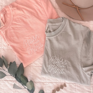 Raise Them Kind Shirt, Embroidered Comfort Colors tshirt, Raising Kind Humans, Choose Kindness Shirt, Motherhood Shirt, Retro Mama Tee