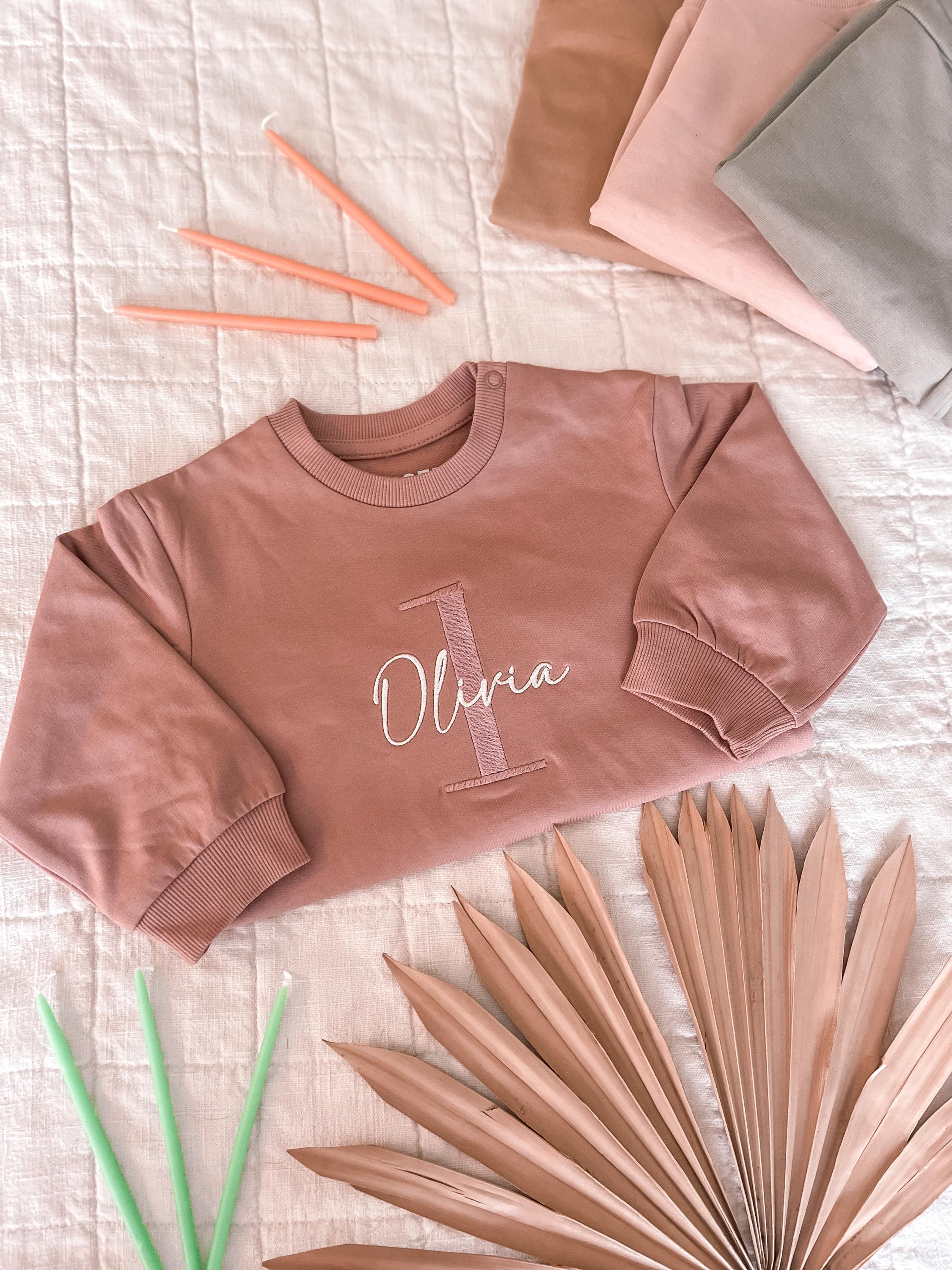 Custom Embroidered Birthday Sweatshirt, First Birthday Crewneck, Embroidered Name Shirt Boy, 2nd Birthday Gift Girl, Kids Birthday Keepsake