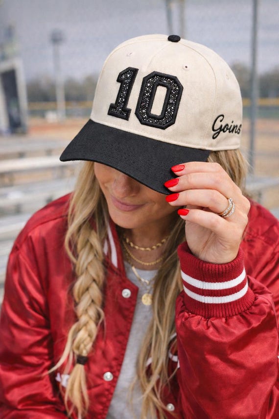 Custom Glitter Sports Number Hat, Embroidered Baseball Cap, Player Number, Personalized Sport Mom Gift, Softball Hat for Girls