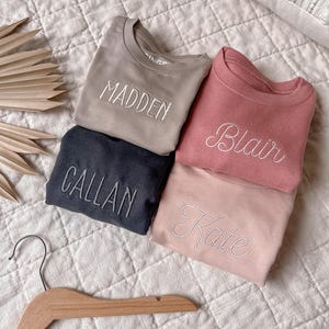 Personalized Toddler Sweatshirt, Custom Embroidered Sweatshirt Kids, Christmas Gift Girl, Embroidered Name Shirt, Organic Baby Clothes