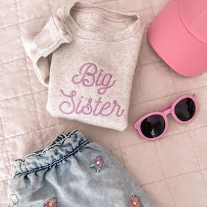 Big Sister Little Brother, Personalized embroidered toddler sweatshirt, Custom Big Brother Shirt, Baby Announcement Big Bro Organic Crewneck