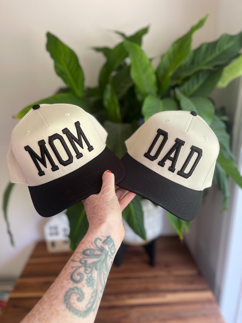 Gorra de papá bordada, gorra de béisbol con letras abullonadas, regalo para mamá primeriza imagen 3