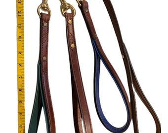 1 Foot - Amish Made Leather Dog Lead | Strong Leather Leash | Pet Leather Leash | Premium Leather | Padded Handle