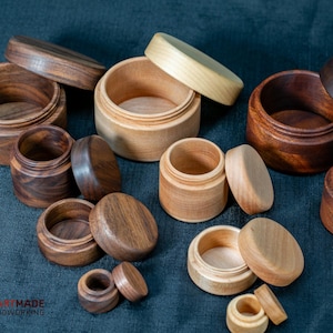 Threaded Wood Jar: Handmade Ring Box, Pick Box, Herb Storage