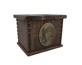 Rustic Vintage Companion Urn / Pine Companion Urn / Large handcrafted wooden urn for human ashes /