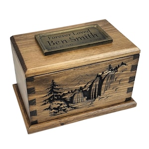 Classic Rustic Dovetail Urn / Handcrafted Pine Cremation Urn / Wood urn for human ashes