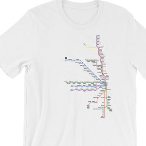 CHICAGO CTA MAP T Shirt Train Subway Map of Chicago Short-Sleeve Unisex T-Shirt - Chicago Public Transportation Gift T Shirt - Chicago Trans