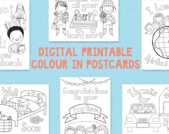 DIGTAL JW Kids Colour In Postcards Set of 6
