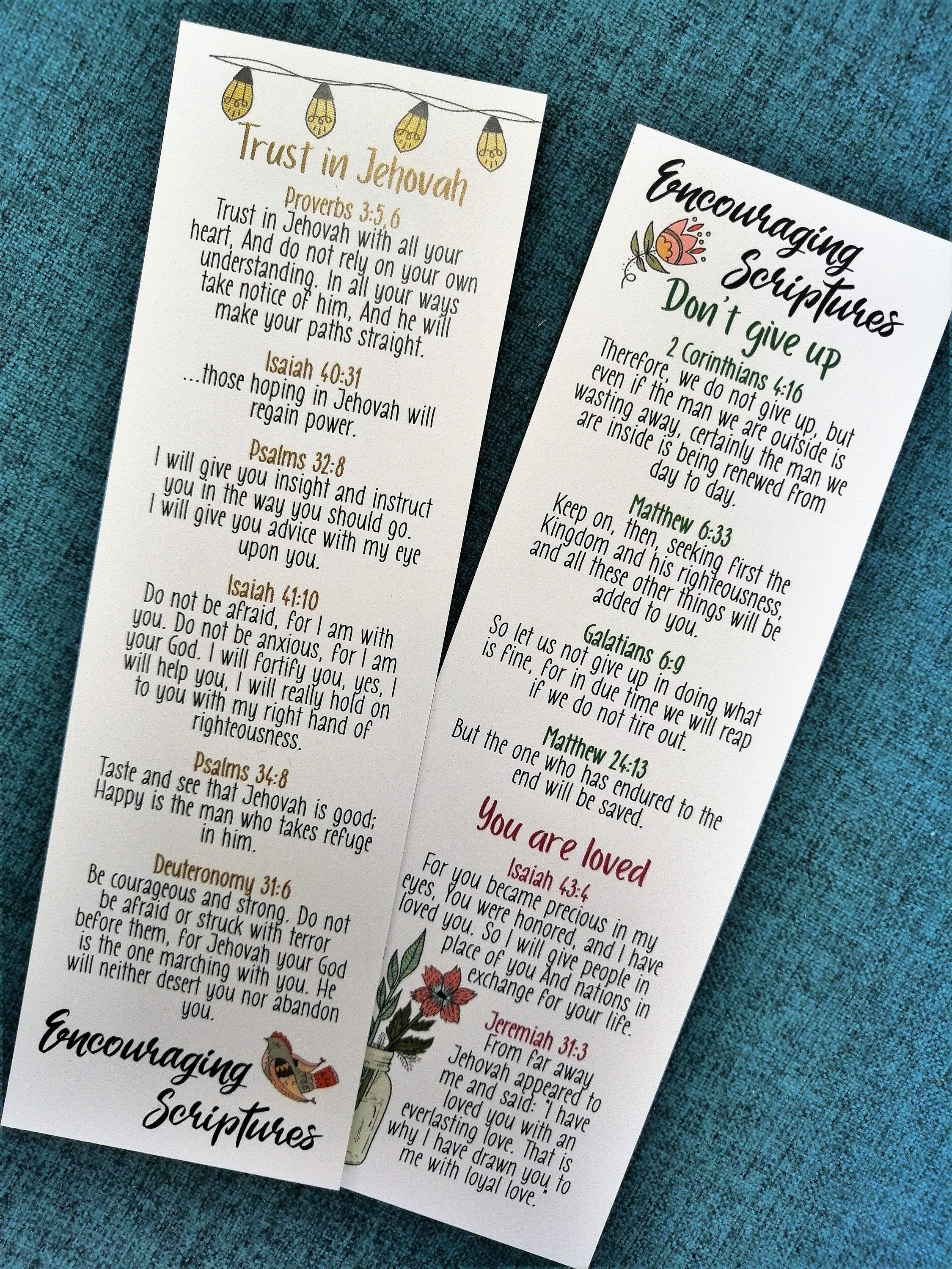 Encouraging Scriptures Bookmark JW Gift Love