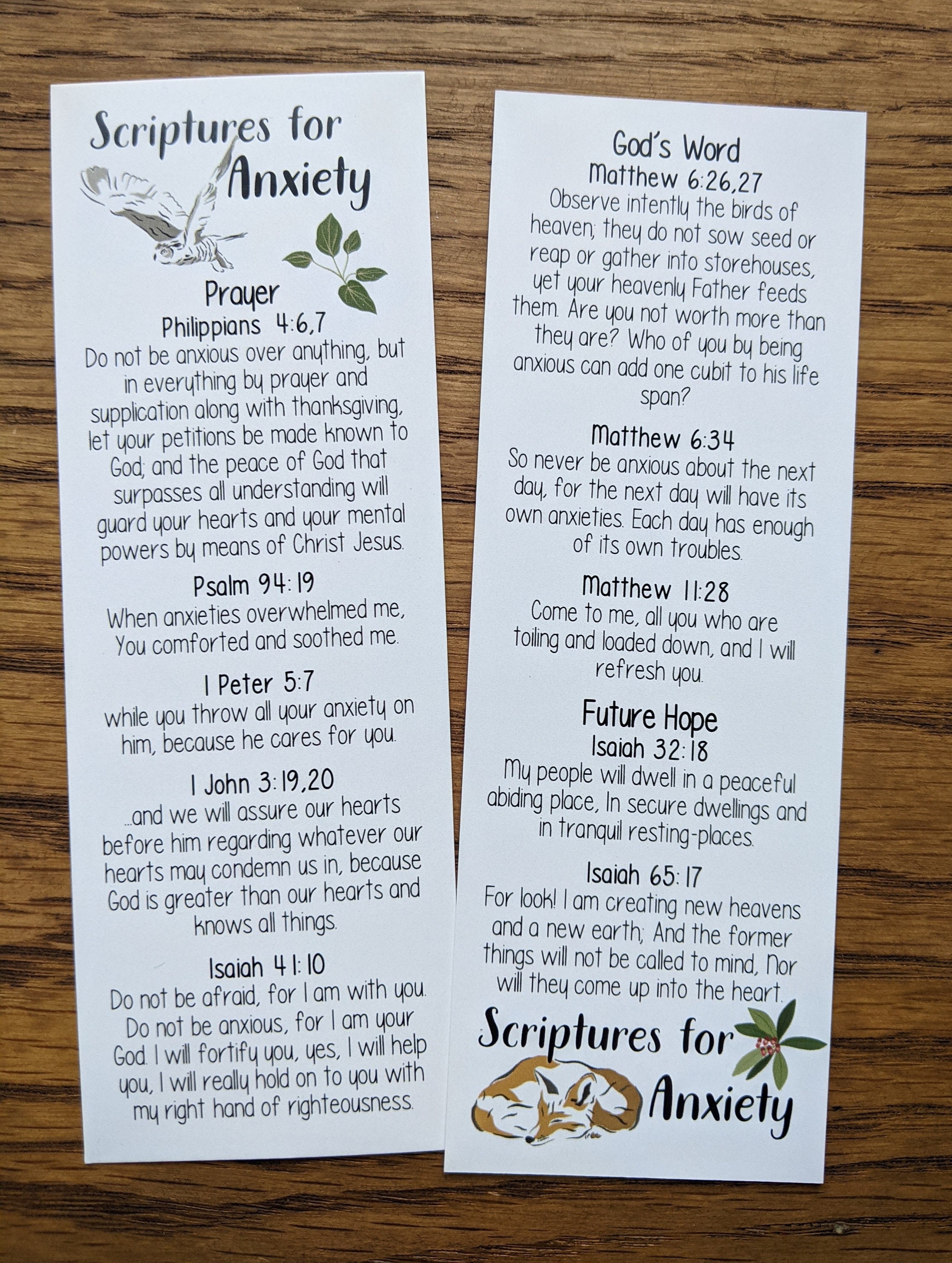Scriptures for Anxiety Bookmark JW Gift Encouragement