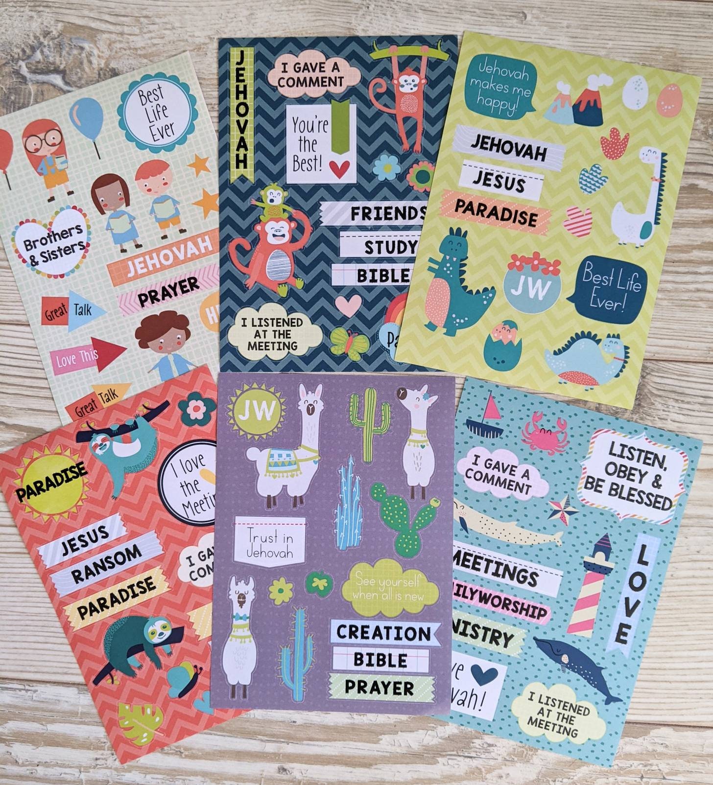 JW Kids Meeting Stickers Sets Fun Jehovah Jesus Paradise Childrens