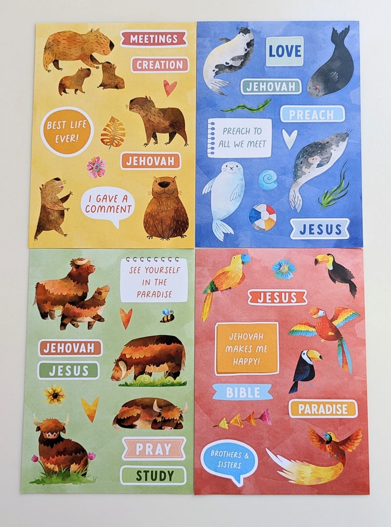 JW Kids Meeting Stickers Sets Fun Jehovah Jesus Paradise Childrens image 4