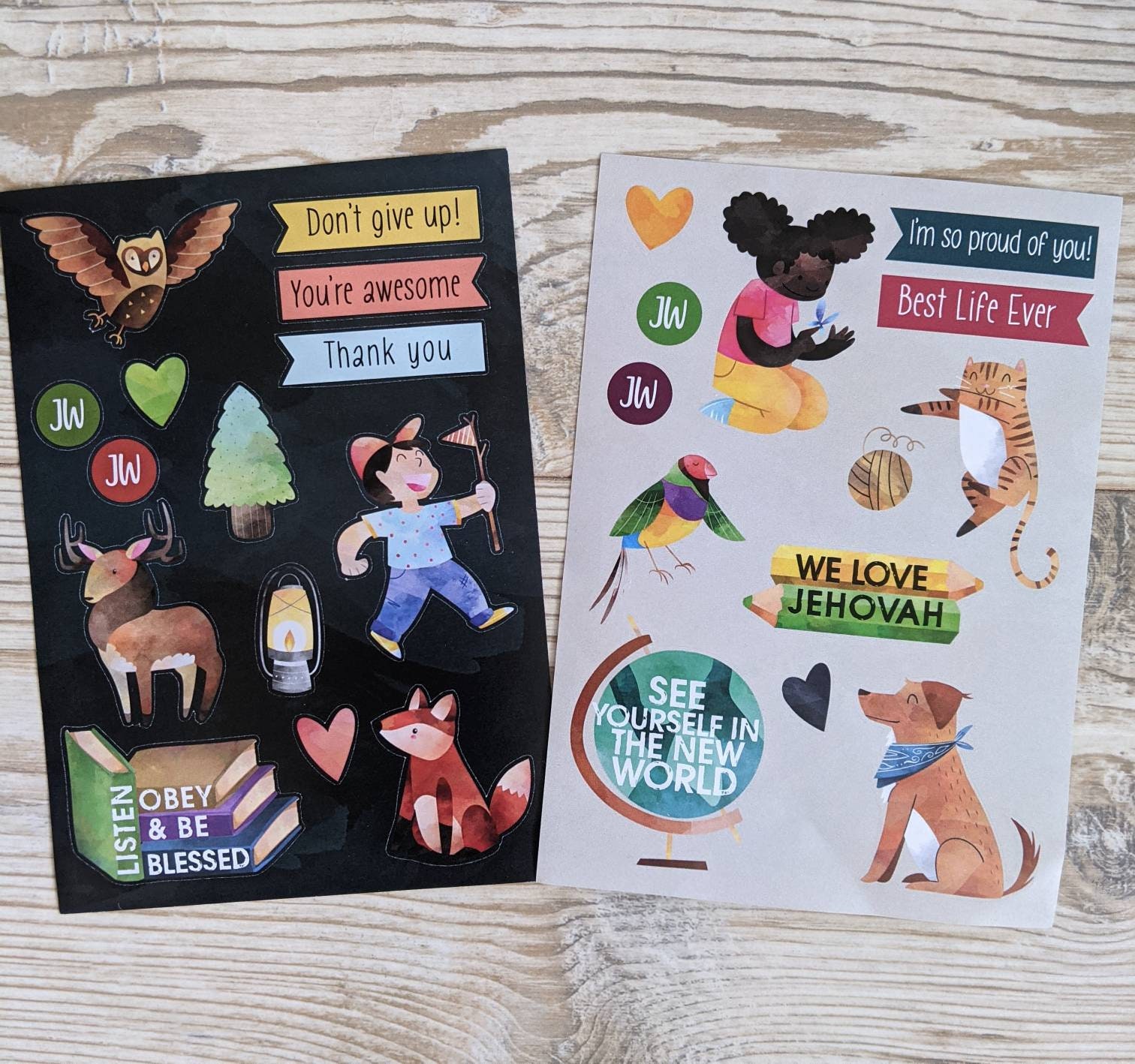 JW Kids Stickers Sets Encouragement Jehovah Jesus Paradise Childrens