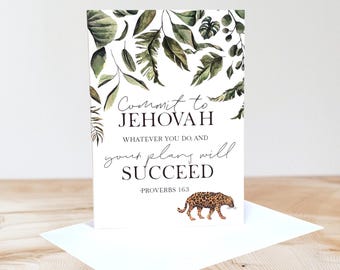 JW Proverbs 16:3 Plans Success Card Scripture Encouragement
