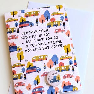 Tarjeta y pin con la bendición de Jehová JW