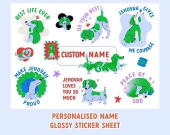 Foglio di adesivi personalizzati JW per bambini