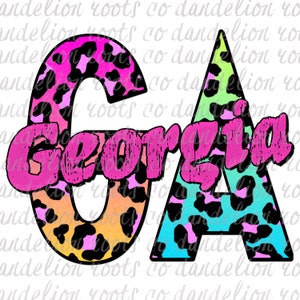 Georgia colorful Leopard Sublimation PNG Digital Download