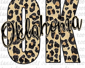 Oklahoma Leopard Sublimation PNG Digital Download