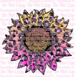 LEOPARD SUNFLOWER Colorful  PNG digital  sublimation ,  design download