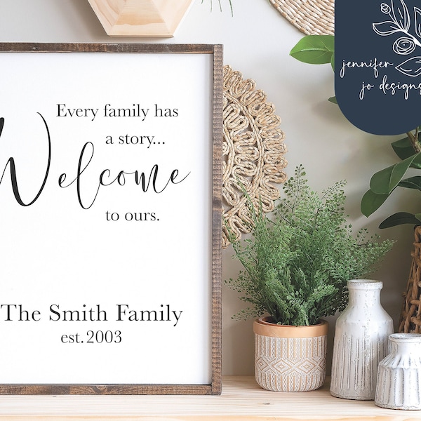 Every Family Has A Story Welcome To Ours Svg | Living Room Svg | Established Svg | Digital Download | JPEG | DXF| PNG | Cricut | Silhouette