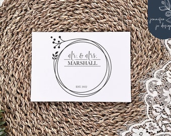 Mr And Mrs Wreath Svg | Wedding Monogram Svg | Mr Mrs Est 2022 | Engagement Svg | Family Name Monogram Svg | Digital Cut Files | Glowforge
