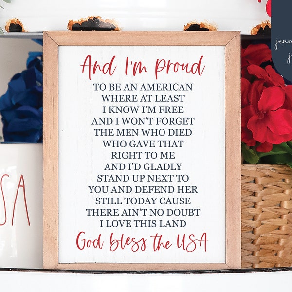 God Bless The USA SVG | 4th Of July Svg | Independence Day Svg | Patriotic Song Lyrics Svg | July 4th Home Decor | Cricut | Silhouette Cameo