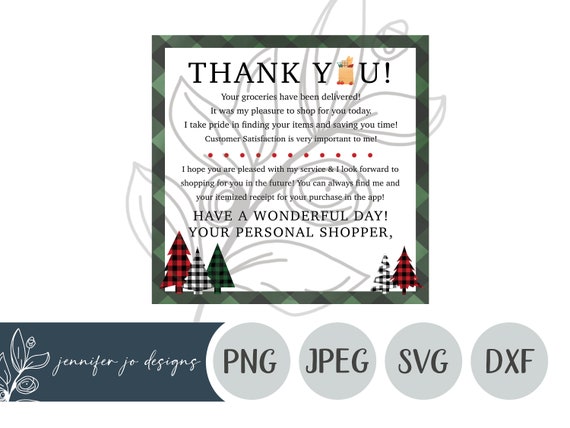 Delivery Message Custom Holiday Text Image Personalized Thank You Delivery  Five Star Review for Grocery Delivery Delivery Thank You 