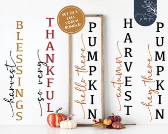 Fall Porch Sign Svg | Fall Porch Sign Bundle Svg | Set of 5 | Vertical Sign Svg | Farmhouse Fall Svg | SVG | PNG | DXF | Cricut | Silhouette